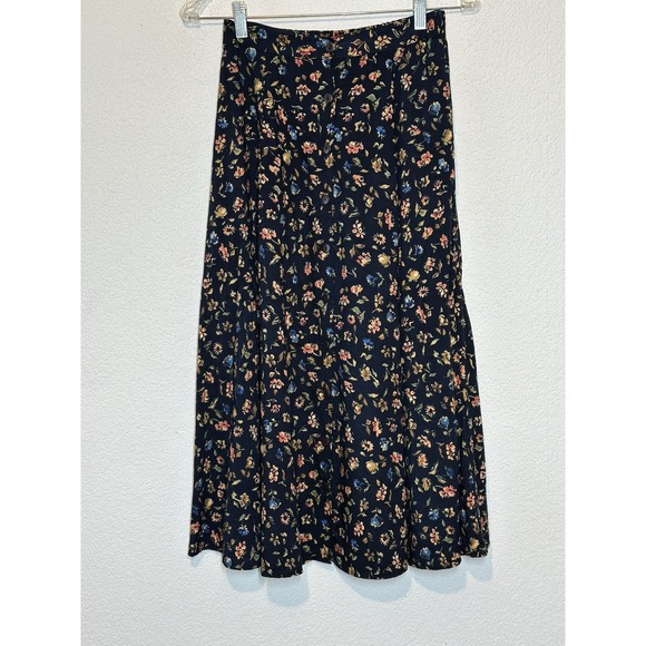Dresses & Skirts - Vtg Dark Floral Midi Maxi Skirt Womens 5/6 Fairy Whimsigoth Cottage Grunge 25x31